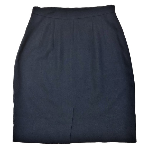 Ann Taylor 100% Wool Skirt - Black - Vintage 1990s 90s Buttons Lined - Size 10 - Picture 2 of 4